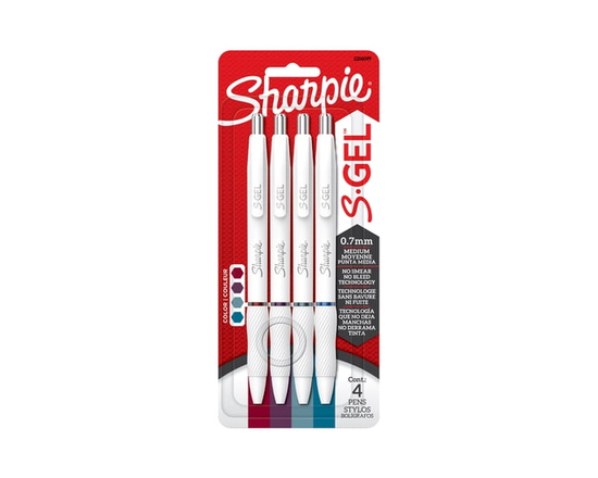 Stylos Sharpie S-Gel, stylos gel à barillet tendance, corps blanc perle, pointe moyenne (0,7 mm), assortiment de couleurs audacieuses et comme de