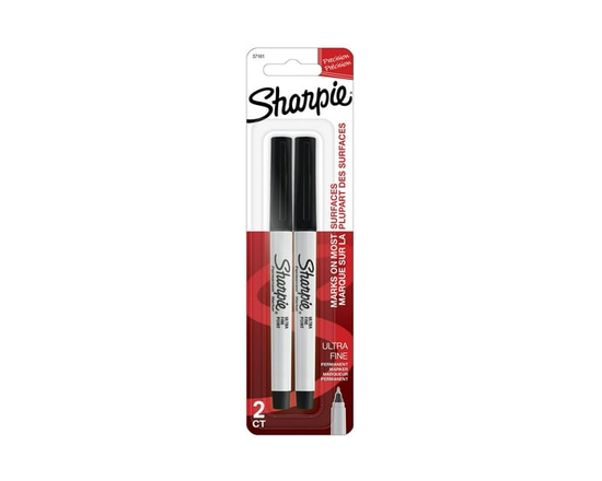 Sharpie Permanent Markers, Ultra Fine Point, Assorted Colours, 12 Count (Black)