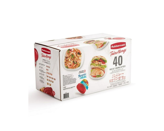 Rubbermaid TakeAlongs Food Storage Containers, Ruby, 40-Piece Lunch and Meal Prep Set