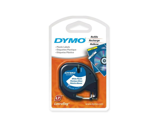 Dymo LetraTag Plastic Tape, 1-Pack - Roll (0.47 in x 13.1 ft)