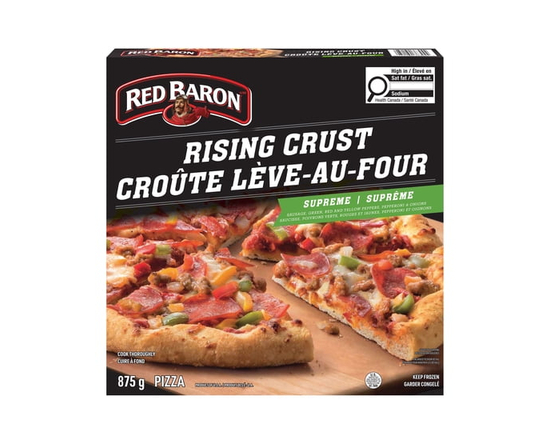 Red Baron Rising Crust Signature Supreme Frozen Pizza, 875 g - 875 GR
