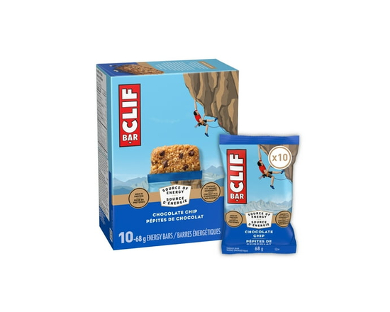 CLIF BAR Energy Bars, Chocolate Chip, Granola Bar, High in Protein, Contains 70% Organic Ingredients 10 Bars - 680G