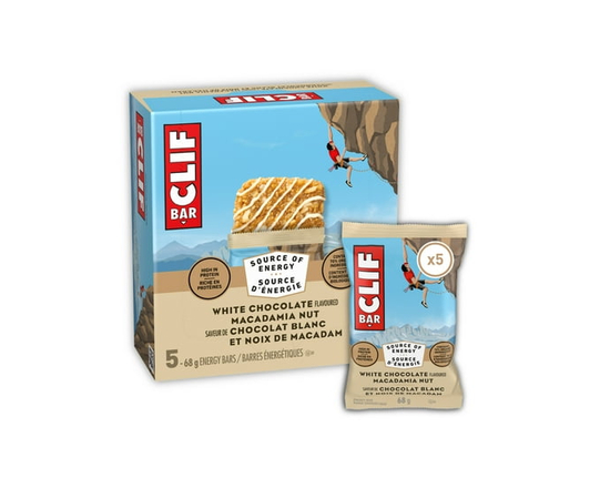 CLIF BAR Barres Énergétiques, Chocolat Blanc et Noix de Macadamia, Barre Granola, Riche en Protéines, Contient 70 % d'Ingrédients Biologiques Boîte de