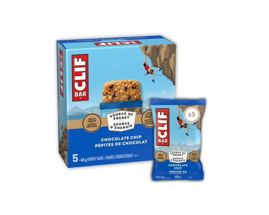 CLIF BAR Energy Bars, Chocolate Chip, Granola Bar, High in Protein, Contains 70% Organic Ingredients 5 Bars - 340G