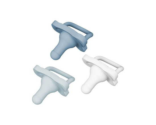 Dr. Brown's HappyPaci 100% Silicone Baby Pacifier, Contoured One-Piece Design, 0-6m, BPA-Free, 3-Pack (Blue)
