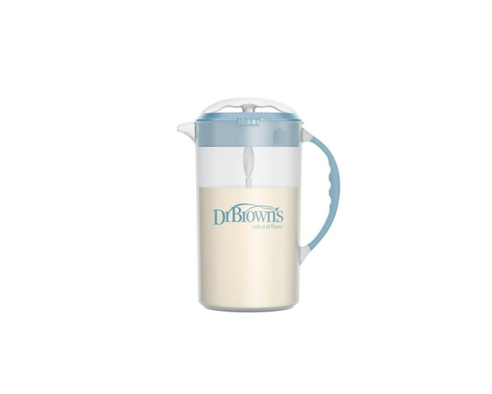 Dr. Brown’s Baby Formula Mixing Pitcher with Adjustable Stopper, Black, BPA Free, 36 oz/1,100 mL (Blue)