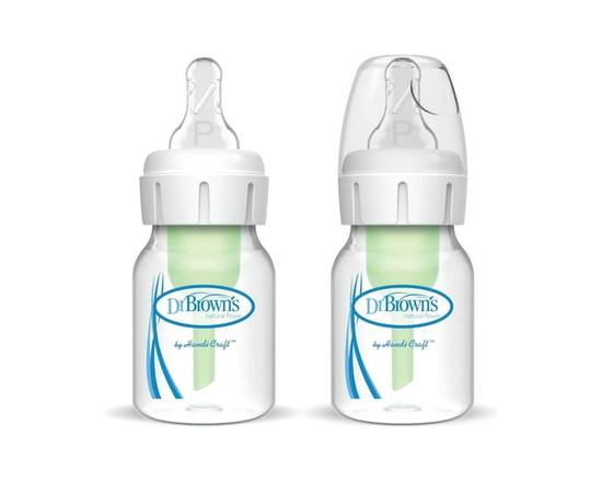 Dr. Brown's Anti-Colic Narrow Baby Bottle with Preemie Flow Nipple, 2x2oz Bottles