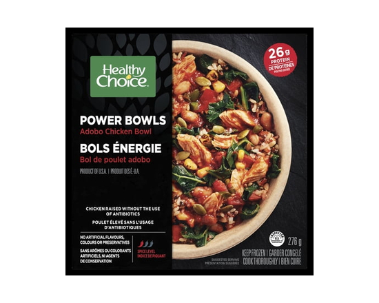 Healthy Choice Power Bowls Adobo Chicken Frozen Dinner with Seasoned Chicken, Brown Rice, Quinoa, Black Beans, Corn, Red Peppers, Dark Leafy Greens &