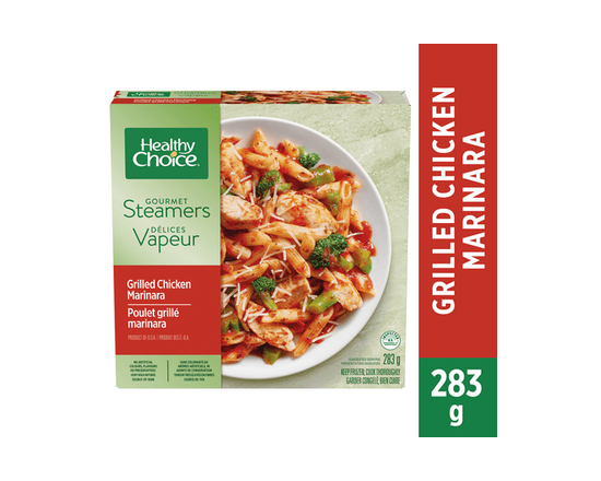 Healthy Choice Délices Vapeur Poulet grillé marinara Dîner Surgelé, Poulet avec tomates, brocoli, poivrons rouges, oignons et ail dans une sauce marin