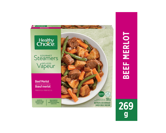 Healthy Choice Gourmet Steamers Beef Merlot Frozen Dinner, Beef with Carrots, Green Beans, Red Peppers, Onions, Mushrooms and Potatoes in Merlot Sauce
