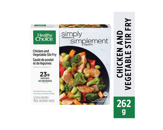 Healthy Choice Simply Steamers Chicken and Vegetable Stir Fry Frozen Dinner, Grilled Chicken Breast with Broccoli, Carrots, Edamame, Onions and Red Be
