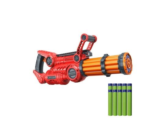 Adventure Force Lancer Gatling Blaster manuel à pompe, canon rotatif, puissance Slamfire, 10 fléchettes universelles compatibles, blaster de fléchette