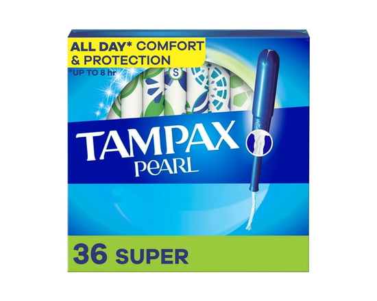 Tampax Pearl Tampons, with LeakGuard Braid, Super Absorbency, Unscented - 36ct
