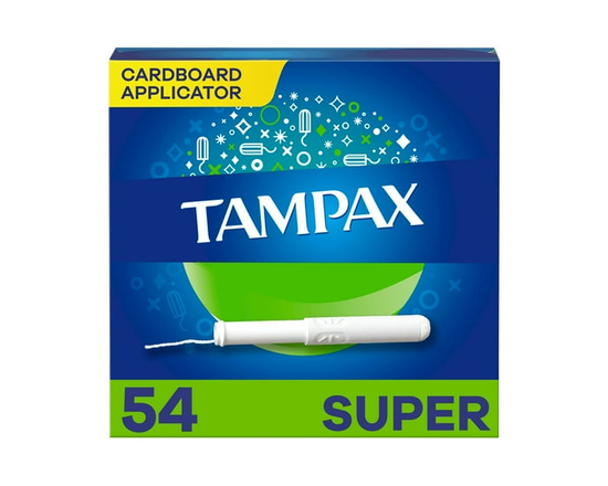 Tampax Cardboard Tampons Super Absorbency, Anti-Slip Grip, LeakGuard Skirt, Unscented - 5 oz