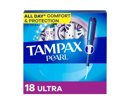 Tampax Pearl Tampons, with LeakGuard Braid, Ultra Absorbency, Unscented 32 count - 18ct