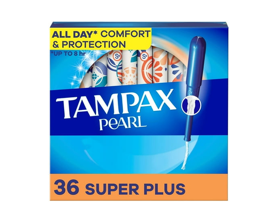 Tampax Pearl Tampons, with LeakGuard Braid, Super Plus Absorbency, Unscented 36 count - 36ct