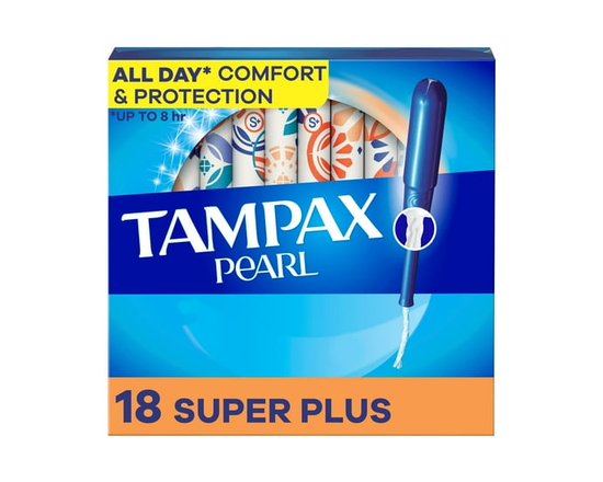 Tampax Pearl Tampons, avec Tresse Anti-Fuites, Absorption Super Plus, Non Parfumés18 Unités - 18ct