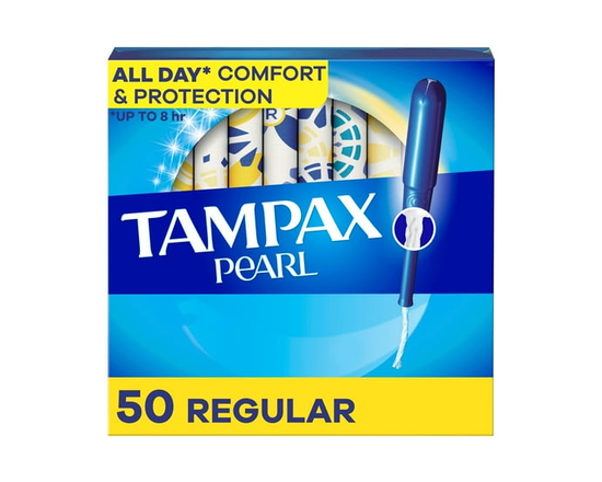 Tampax Pearl Tampons, with LeakGuard Braid, Regular Absorbency, Unscented 18 count - 50ct