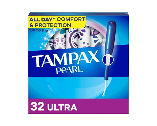 Tampax Pearl Tampons, with LeakGuard Braid, Ultra Absorbency, Unscented 32 count - 32ct