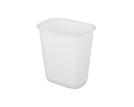 Sterilite 11,4 L Rectangular Wastebasket, Open Plastic Trash Can with Sleek Design for Small Spaces and Bathrooms, White - 11.4 L