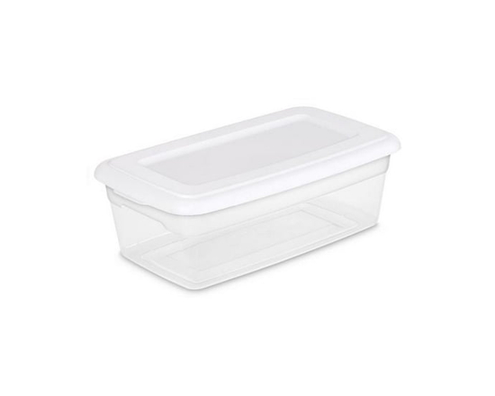 Boîte de rangement Sterilite de 5,7 litres, bac de rangement en plastique transparent avec couvercle à enclenche, blanc - 14 pouces x 8 pouces x 4 7/8