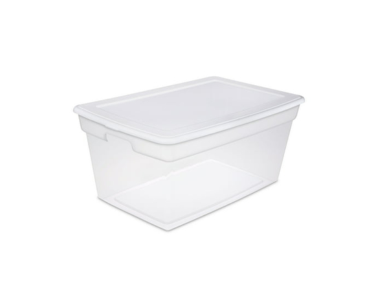 Boîte de rangement Sterilite de 85 litres, bac de rangement en plastique transparent avec couvercle encliquetable, blanc - 30 pouces L x 19 1/8 pouces
