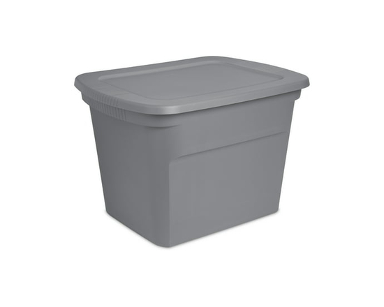 Sterilite 68 Liter Tote, Plastic Storage Bin with Snap-on Lid, Stackable, Gray - 23 1/2" x 18 3/8" x 16 1/8"
