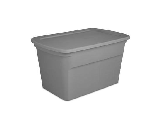 Sterilite 114 Liter Tote, Large Plastic Storage Bin with Snap-on Lid, Stackable, Gray - 114 L