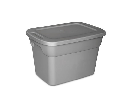 Sterilite 38 Liter Tote, Plastic Storage Bin with Snap-on Lid, Stackable, Gray - 20 3/4" L x 14 1/2" W x 13 1/8" H