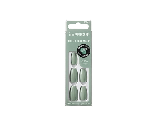 KISS ImPRESS Color - 30 faux ongles, moyens, modèle Ballerine - M (Passer au vert)