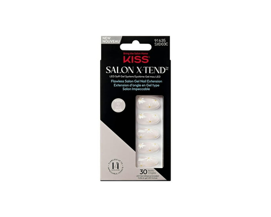 KISS Salon X-tend Système Gel Mou LED Ongles Décorés, Drapeaux Rouges, Amande Moyenne - M
