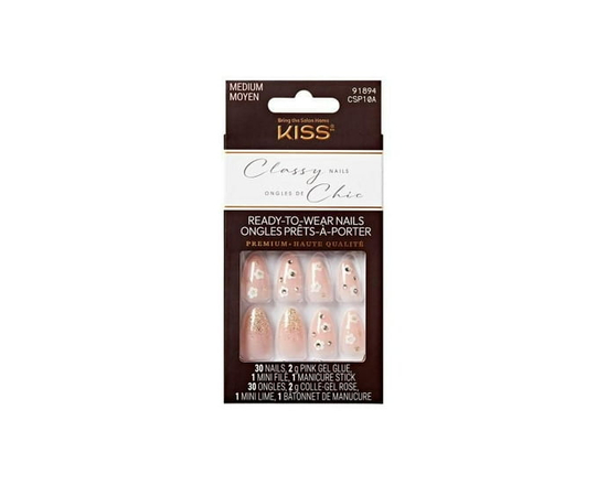 KISS Classy Premium - Fake Nails - Gleamin - Almond - Medium - M