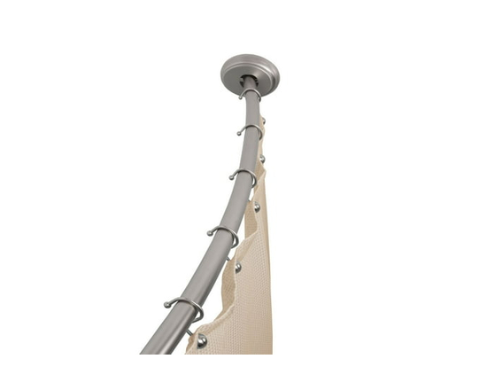 Mainstays Smart Rods Adjustable Curved Shower Curtain Rod, Tool-Free Tension or Wall-Mount Installation, 50" to 72", Brushed Nickel - 50 to 72 in.