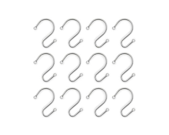 Mainstays S-Shaped Decorative Shower Curtain Hooks, Assorted Finishes - 1 x 8.74 in