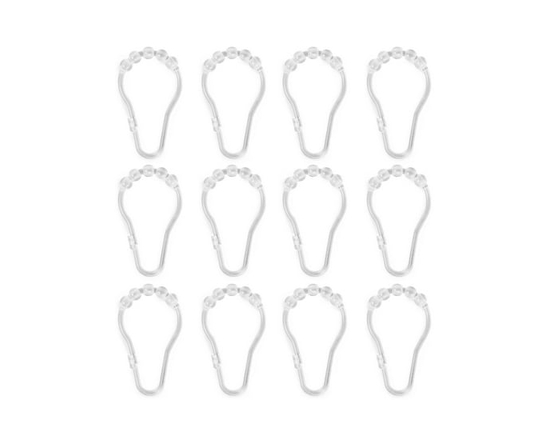 Crochets de douche à glissement facile en plastique Mainstays, transparent, ensemble de 12 - 1 x 8.74 po