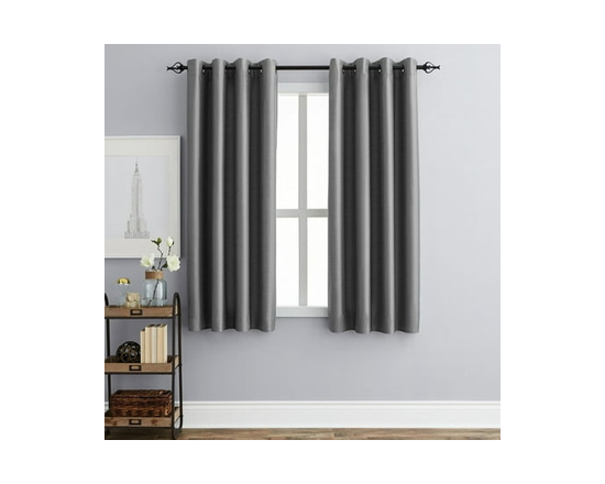 Hometrends Faux Silk Grommet Room Darkening Window Curtains Panel - 63" (Pearl)