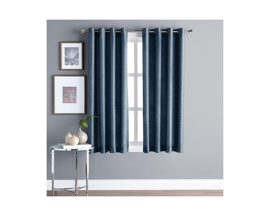 Hometrends Faux Silk 63" Grommet Room Darkening Window Curtain Panel, Blue - 63" (Blue)
