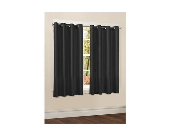 Mainstays Faux Silk Drapery Grommet Window Panel - 63" (Black)