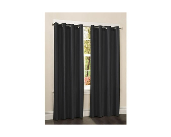 Panneau de rideaux de fenêtre en soie synthétique 84" en soie synthétique, noir - 213 cm (Noir)