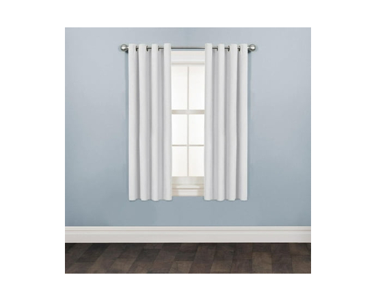 Mainstays Faux Suede 63" Drapery Grommet Window Curtains Panel, Navy - 63" (White)