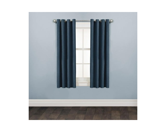 Mainstays Faux Suede 63" Drapery Grommet Window Curtains Panel, Navy - 63" (Navy)
