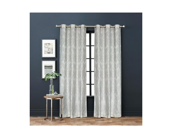 Hometrends Farley 84" Light Filtering Grommet Window Curtain Panel, Grey - 84" (Ivory)