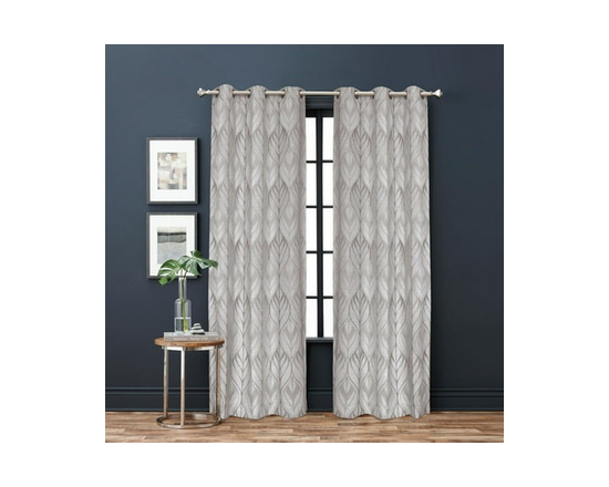 Hometrends Farley 84" Light Filtering Grommet Window Curtain Panel, Grey - 84" (Grey)