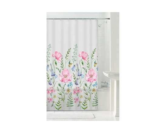 Mainstays Recycled Waterproof PEVA Decorative Shower Curtain, Medium Weight, 70" x 72", Assorted Designs and Colors - 70 in x 72 in (Multi-color Flora