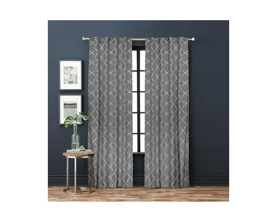 Hometrends Natalie 84" Light Filtering Drapery Window Curtain Panel, Back Tab, Grey - 84" (Grey)