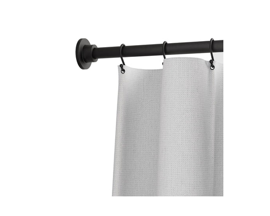 Mainstays Adjustable Tension Shower Curtain Rod with Decorative Finials, 43" to 72", Black - 86"