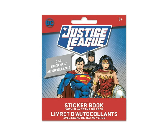 Livre d'autocollants à l'avant de la Justice League ™