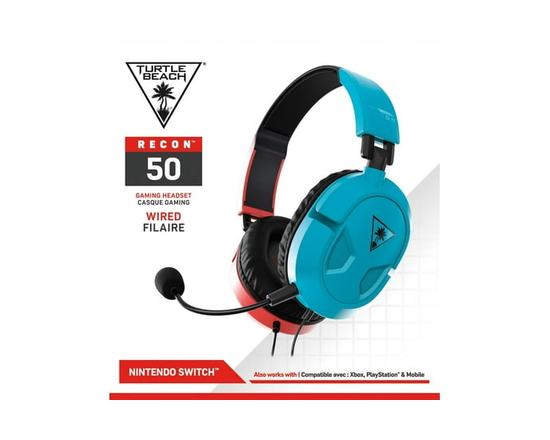 Turtle Beach® Recon 50 Red/Blue Gaming Headset for Nintendo Switch™1   Xbox Series X, Xbox Series S & Xbox One   PS5™, PS4™, PS4™ Pro   PC & Mobile wi
