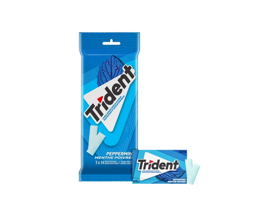 Trident, Peppermint Sugar-free Gum Multipack - Pack of 3 (42 Pieces) - 3 pack