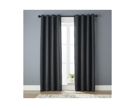 Better Homes & Gardens Linen Grommet Blackout Window Curtains Panel, 50" x 84" - 50x84in (Black)